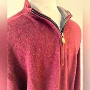 Raffi Cashmere 1/4 Zip Sweater, Men’s L, Deep Red